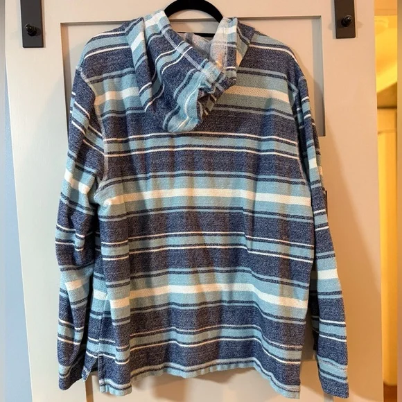 Tommy Bahama Blue and White Striped Baja Cotton Hoodie - Picture 6 of 11